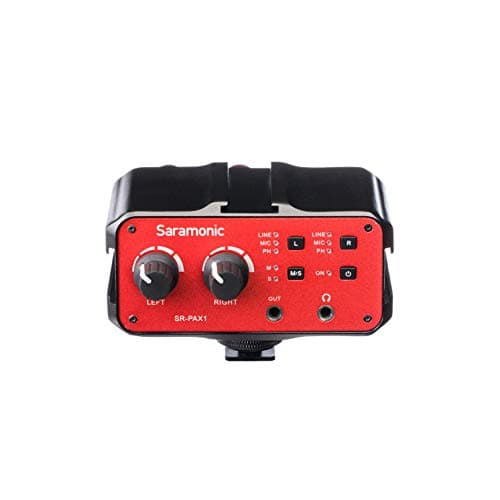 Image of Saramonic 2-Ch XLR, 1/4" & 1/8“ On-Camera Mixer w/Preamps, Headphone Out for DSLR/Mirrorless/Video (SR-PAX1)