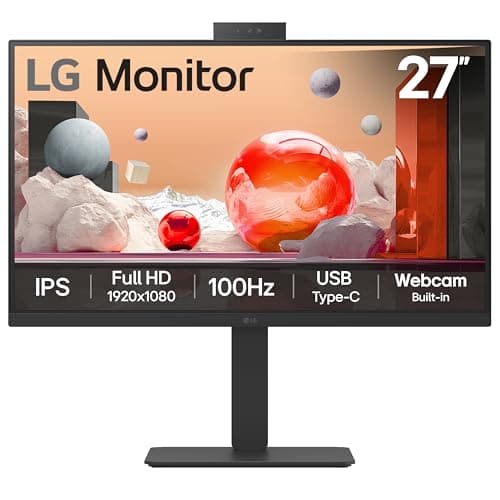 Image of LG Monitor 27BA850 - FHD 1080p IPS 27 inch, 100Hz, 5ms, Office Display, Built-in Power/Webcam & Mic/KVM/Speakers, LAN (RJ45), USB-C, USB Hub, D-Sub, HDMI, DisplayPort, Matte Black