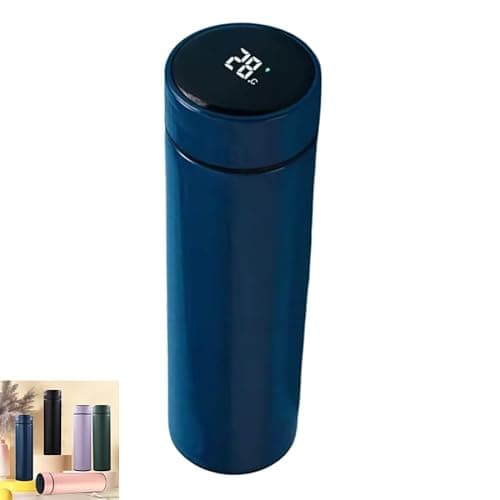 Image of Insulated Stainless Steel Travel Mug 500ml with LED Temperature Display Lid, Vacuum Thermal Bottle, Keeps Cold 24h Hot 12h, Leakproof Portable Water Bottle for Coffee Gym Office Travel - Blue