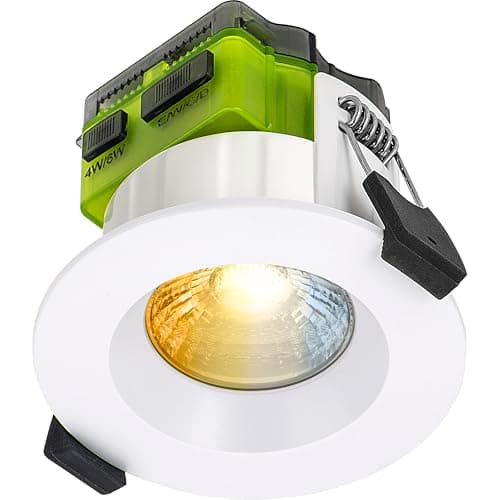Image of Luceco LED Recessed Downlight, Power Change & 4 Colour Change Temperature Options (CCT), Fire Rated, Spotlight for Kitchen and Bathroom, FType MK2, White, IP65, 4W/6W, 750lm, 6000K-2700K, FTR6WCCT