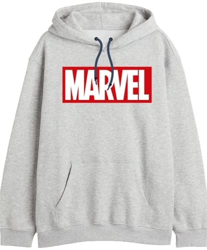 Image of Marvel Men's Hooded Sweatshirt, Melange Grey, XL