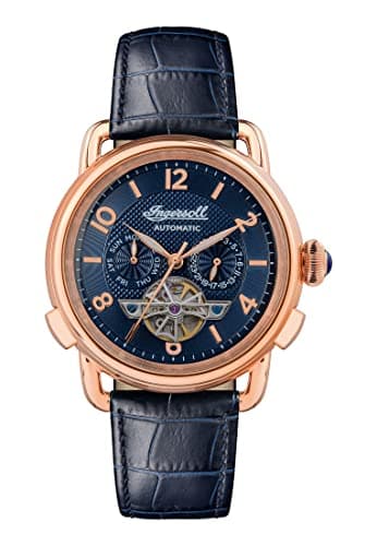 Image of Ingersoll Men's The New England Automatic Watch with Blue Dial and Blue Leather Strap I00902B