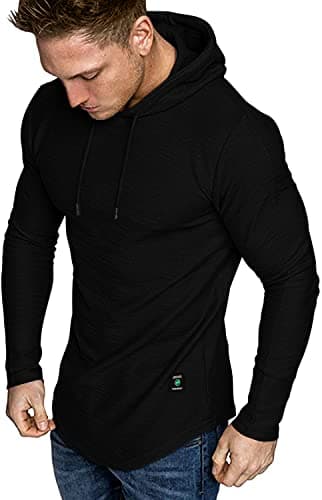 Image of AIYINO Mens Fashion Athletic Hoodies Sport Sweatshirt Solid Color Fleece Pullover M Black