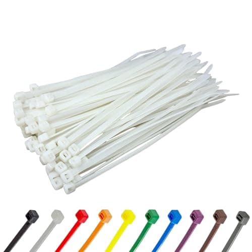 Image of White Cable Ties (100 Pack - 150mm x 3.6mm) Small Clear/Natural Nylon Zip Ties Plastic Tie Wraps for Office Cable Tidy Garden DIY