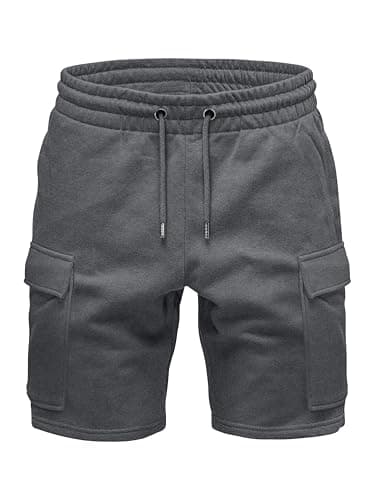Image of Love My Fashions Men's Cargo Shorts Tarley Fleece Shorts with Pockets Jogger Shorts Men Workwear Drawstring Comfy Jersey Shorts for Men UK