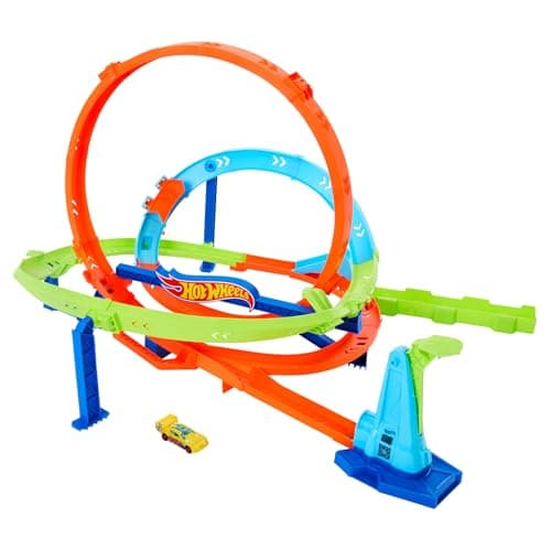 Image of Hot Wheels Let's Race Netflix - Toy Car Track Set, Action Loop Cyclone Challenge Track Set, 2 Ways to Play & Easy Storage, with 1:64 Scale Toy Car, HXM94