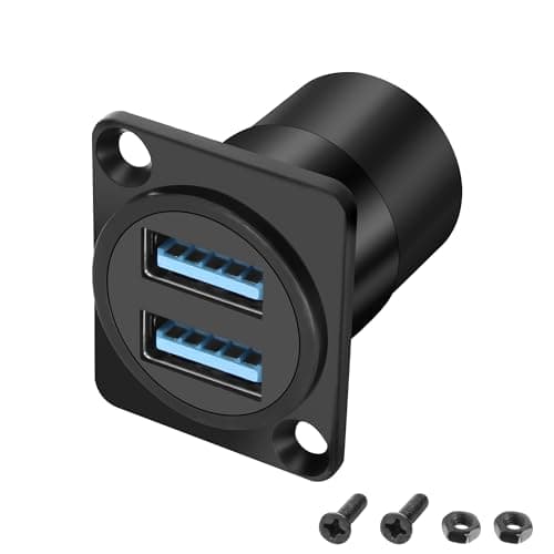 Image of XMSJSIY D-Type USB 3.0 Panel Mount Adapter Dual USB Type-A Panel Mount Socket Female to Female Coupler 2-port Type-A Panel Fixed Pass Through Module For Data Transfer and Charging (D-Type)