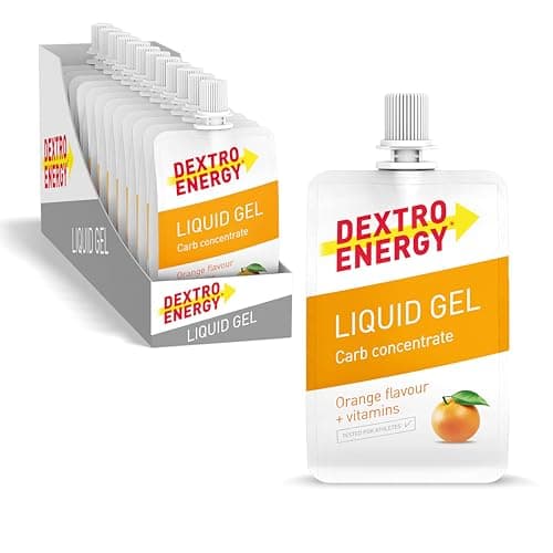 Image of Dextro Energy Orange Energy Gel | NON-Sticky Fast Acting Drinkable Liquid Energy | a Quick Burst of Glucose with Vitamins | 28g of Carbohydrates | For Running or Cycling | Vegan I Pack of 12