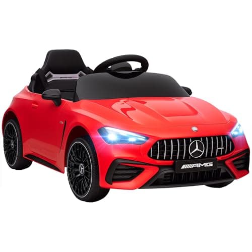 Image of AIYAPLAY Licensed Mercedes AMG CLE 53 Kids Electric Car, 12V Ride On Car with Dual Motors, Remote Control, Suspension, LED Lights, Music and Auxiliary Wheels for 3-6 Years Old, Red
