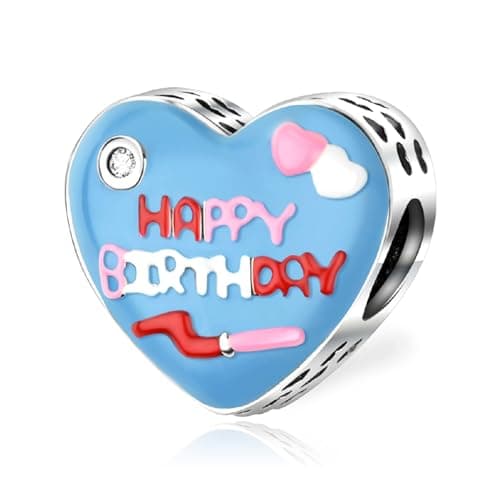 Image of LaMenars Blue Heart Birthday Charms for 925 Sterling Silver for Women's Bracelets & Necklaces Dangle Pendant for Christmas Valentine's Day Mother's Day Gifts for Girls