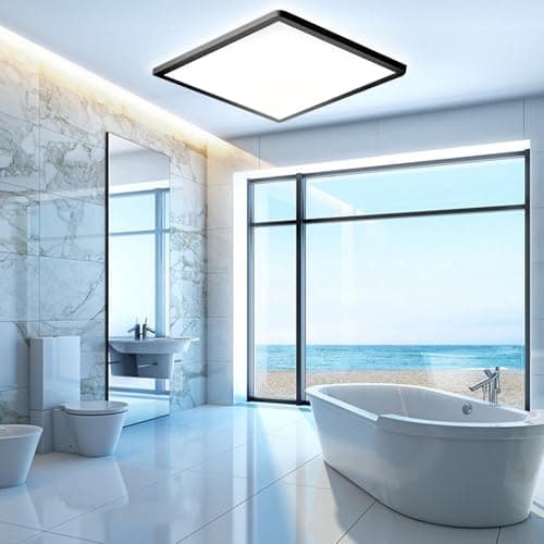 Image of MLOQI 36W LED Bathroom Ceiling Lights, IP44 Waterproof, 5000K Daylight White, LED Ceiling Light for Office Kitchen Hallway Living Room (Black Edge)