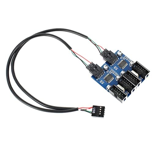 Image of winwill 9pin USB Header Male 1 to 4 Female Extension Card USB 2.0 Splitter Cable Connector for Motherboard, 9Pin Internal USB Hub Port for CPU, WiFi Receiver, Fans, and RGB Light