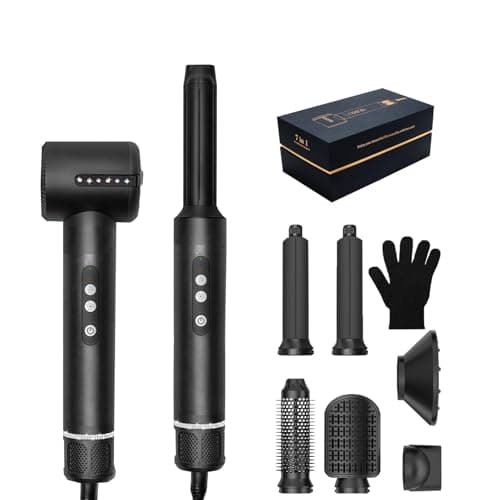 Image of Hair Dryer Brush,7 in 1 Auto Air Curling Iron Set 3 Temperature 1000W Powerful Negative Ionic Hair Styler, 60000RPM Air Styler, Multi-Hair Styling Brush
