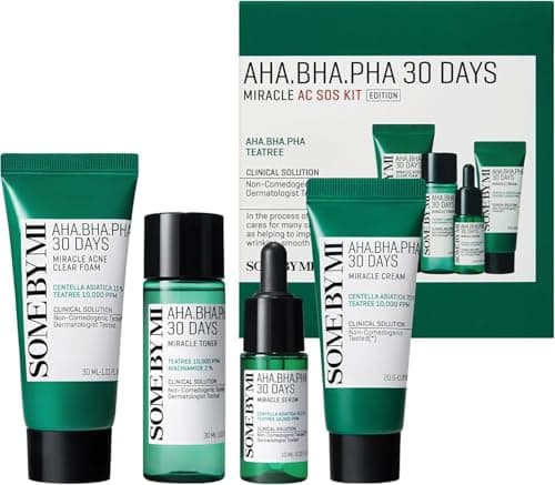 Image of SOME BY MI AHA.BHA.PHA 30 Days Miracle AC SOS Kit, 4 Pcs, Toner 30ml, Serum 10ml, Cream 20g, Acne Foam 30ml