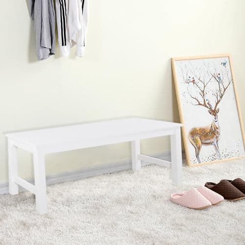 Image of BTGGG Wooden Dining Room Table Bench, Indoor Kitchen Corner Bench Seat 2 People Dining Table Benches for Bedroom Living Room Entryway Hallway, White