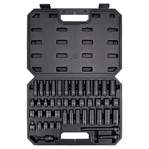 Image of Amazon Basics 3/8-Inch Drive 6-Point Impact Socket Set with Carrying Case, 44-Piece