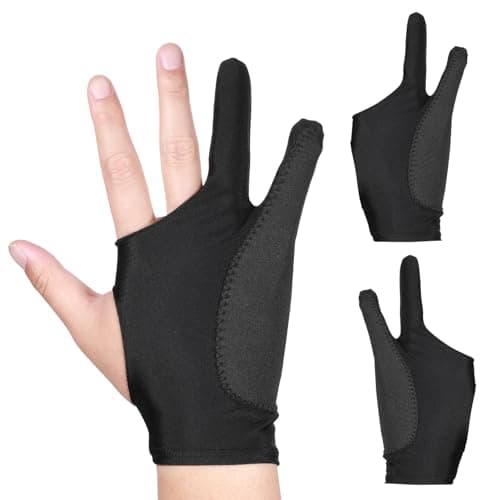 Image of Giantree 2 Pcs Digital Drawing Glove, 3-Layer Palm Rejection with Two-Finger Right and Left Hand Artist Glove for Drawing Graphics Monitor Tablet Paper Sketching(M)