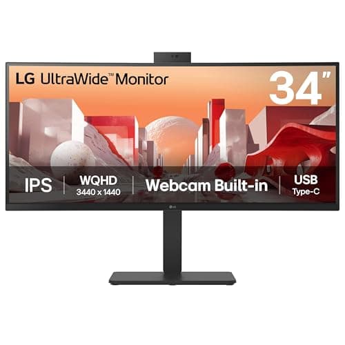 Image of LG Electronics Curved UltraWide Monitor 34BA85QE, 34 Inch, QHD 1440p, 60Hz, 5ms Response Time, IPS Panel, HDMI, DisplayPort, USB-C (Black)