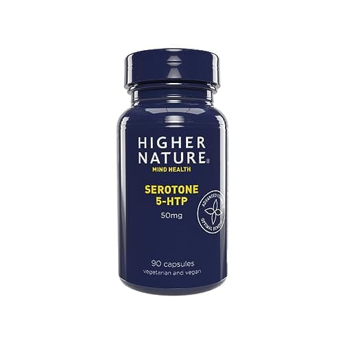 Image of Higher Nature Serotone 5HTP Supplement - 50mg - Psychological Support - Natural Source of 5 HTP - B Vitamins & Zinc - Vegan & Vegetarian - 90 Capsules