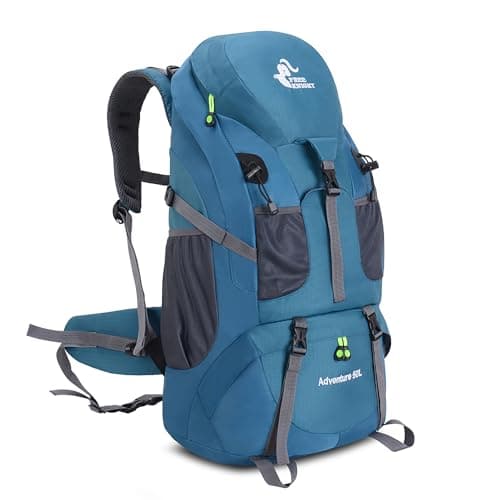 Image of Bseash 50L Hiking Backpack, Water Resistant Lightweight Outdoor Sport Daypack Travel Bag for Camping Climbing Touring (Blue Green - With Shoe Compartment)