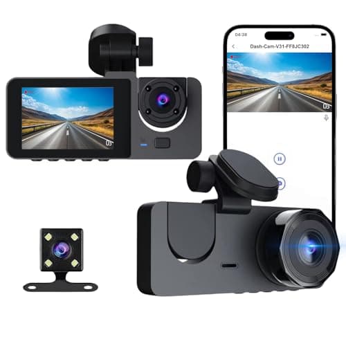 Image of Dash Cam for Cars Front and Rear 1080P Full HD 5GHz WiFi Car Camera Cams In Car Camera Three Lens Dashcam for Cars Front+Cabin+Rear Night Vision, 170°Wide Angle, Loop Recording