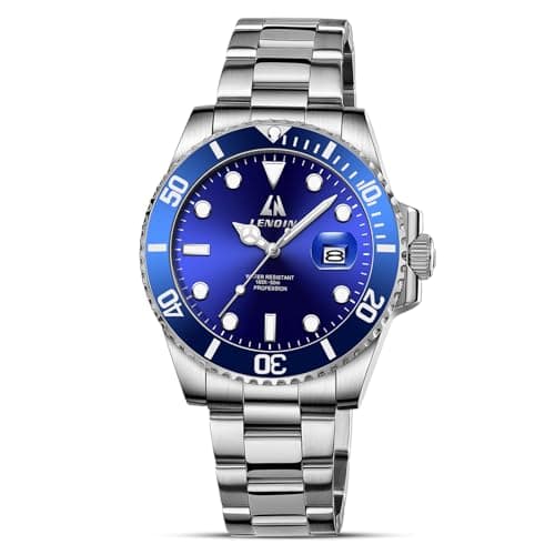 Image of LN LENQIN Mens Watches Analogue Quartz Minimalist Waterproof Men's Wrist Watches Classic Luxury Dress Luminous Watch for Men with Date and Silver Stainless Steel Bracelet (0341A-Silver Blue)