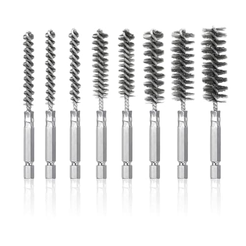 Image of 8 Pcs Wire Bore Brush Set, Stainless Steel Brushes for Cleaning, with 1/4 inch Hex Shank Handle for Power Drill Washing Polishing Tools