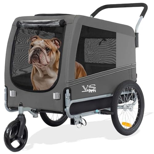 Image of Large Pet Trailer & Stroller Bike Dog Trailer Parking Brake Reinforced Floor (Grey/Black)
