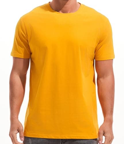 Image of RONOMO Men's Solid Color Comfortable T-Shirt(JS Yellow XXL)