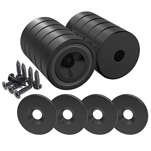 Image of Magnetpro 12 Pieces Magnet 25 LB Force 20 x 7 mm with Countersunk Hole and Steel Capsule, Black Pot Magnets with Screws and 12 Steel Counterparts