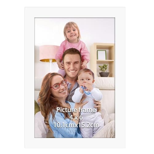 Image of Giftgarden White 6x4 Photo Frame, Sleek Thin Design Picture Frames 6x4 Versatile Tabletop or Wall Displays