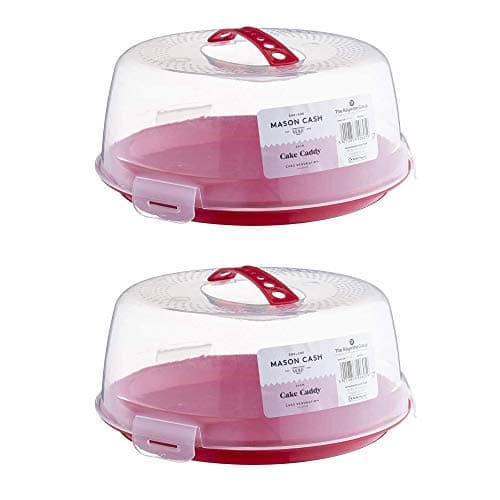 Image of Mason Cash Transparent Lid Cake Caddy 24cm Clear/Red (Pack of 2)