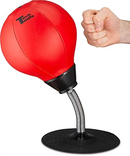 Image of Tech Tools Stress Buster Desktop Punching Bag - Suctions to Your Desk, Heavy Duty Stress Relief Ball, Funny Office Gifts for Boss or Coworker Men and Women