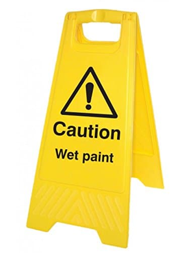 Image of Caledonia Signs 58544 Free-Standing Floor Sign, "Caution Wet Paint", Yellow|Black