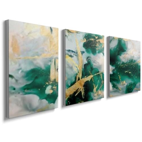 Image of prinfantasy Wall Art 3 Piece Green - Canvas Painting Abstract Art Print for Home Decor Frame 30x40cm 3PCS 0503