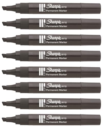 Image of Sharpie W10 Permanent Markers - Chisel Wedge Tip - Black Ink - Pack of 8