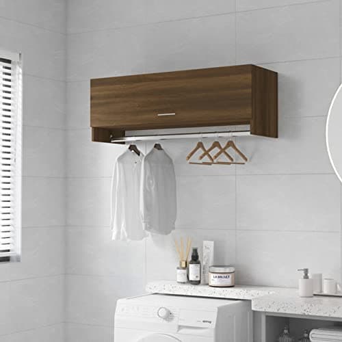 Image of ZEYUAN Wardrobe Brown Oak 100x32.5x35 cm Engineered Wood,Organizer Wardrobe With Drawers,Bedroom Wardrobe,Shelfwardrobes