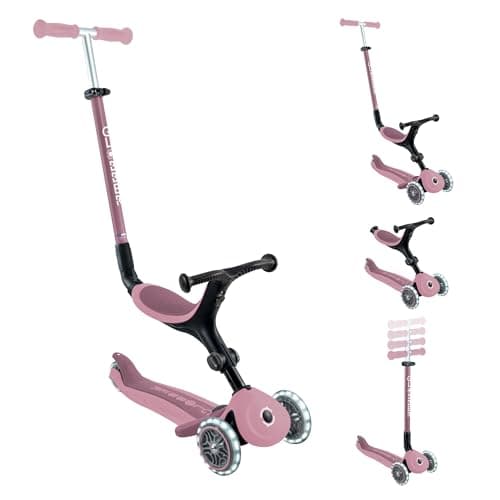 Image of Globber Go Up Active Lights 3 Wheel Kids Scooter and Toddler RIde On - 15 Months to 9 years Plus - 2 year warranty (Berry Pink)
