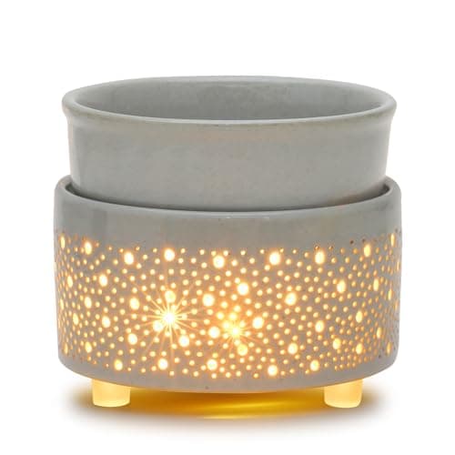 Image of Wax Melt Burner Ceramic 3-in-1 Oil Burner Electric Candle Wax Warmer Melter Fragrance Heating Plate for Scented Waxs Home Office Bedroom Aromatherapy Gift& Décor-Grey
