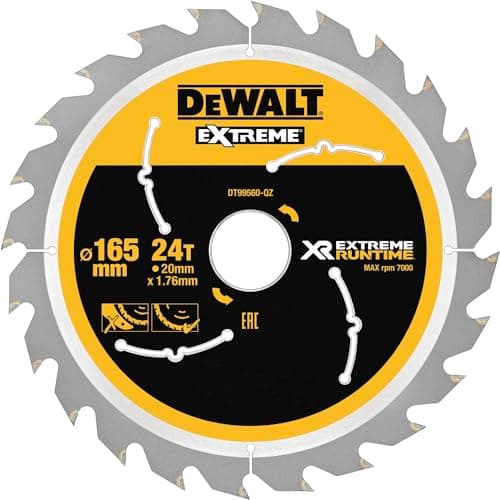 Image of Dewalt DT99560-QZ DT99560-QZ-Hojas para Sierra Circular portátil XR Extreme RUNTIME 165mm x 20mm 24D, black/yellow