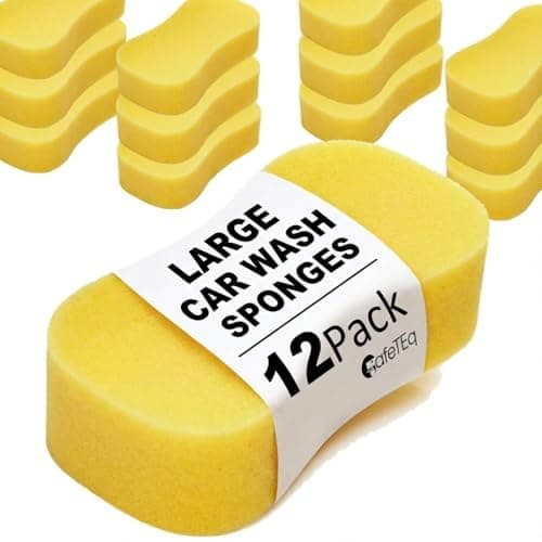 Image of 12-Pack Large Car Wash Sponges - Premium Quality Extra Large Sponge for Effortless Cleaning - Soft and Absorbent Vehicle Cleaning Accessories