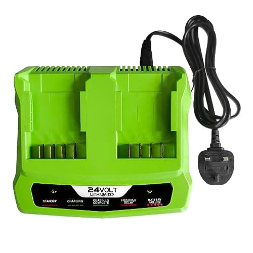 Image of aunstarwei 24V Dual Port Battery Charger Compatible with Greenworks 24V Battery 29842 29852 BAG708 BAG709 BAG710 BAG711