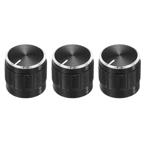 Image of sourcing map 3pcs Potentiometer Knob Knurled Shaft Black Aluminum 6mm Shaft Dia. Rotary Knob 15mmx13mm Volume Control Knob