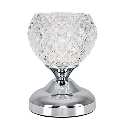 Image of MiniSun | Modern Silver Chrome and Glass Touch Table Lamp | Table Lamps, Home Décor & Improvement Essential | Includes 3W LED Bulb [3000K Warm White]