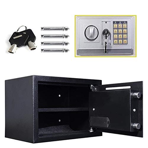Image of 16 Litre Safe Box Digital Large Security Safety Steel Case 9.8 * 13.8 * 9.8in Cash Value Home Safe with Locking Bolts Spare Keys for Office or Home Use Wall or Floor Mounted, Black