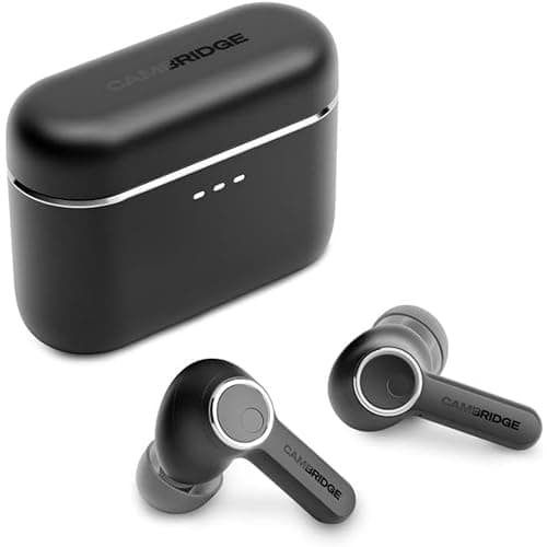 Image of Cambridge Audio Melomania A100 True Wireless Earbuds, Lightweight In-Ear Headphones with Adaptive Active Noise Cancelling, aptX™ Lossless Bluetooth, Up to 39-Hour Battery with Charging Case – Black