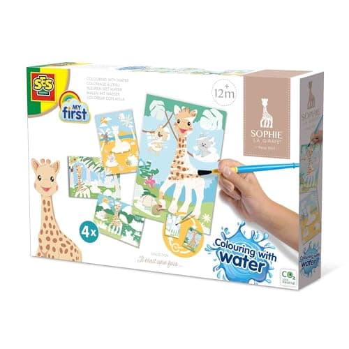 Image of SES Creative 14490 - Sophie la Girafe - Colouring with Water, no Mess, 4 Reusable Cards, for Young Children