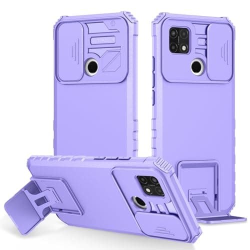 Image of Vokuha Case for Oppo A15 Case, Oppo A15S CPH2185 CPH2179 Case with Slide Camera Lens Kickstand Military-Grade Bumpers Armor Shockproof Protective Cover for Oppo A15 Purple