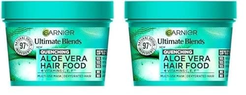 Image of Garnier Hair Food Multi-use Hair Treatment Mask, Offers 8x More Hydration, Ideal for Dehydrated hair, No Silicones, Vegan Formula, Aloe Vera, Ultimate Blends, 400ml (Pack of 2)