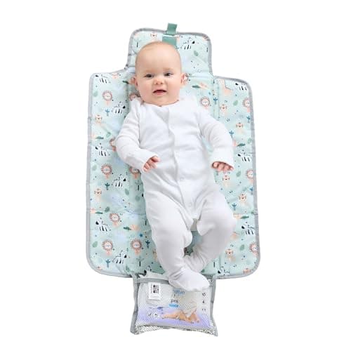 Image of Polar Gear Baby Changing Mat – Wipe-Clean Changing Mat for Newborns – Travel Changing Mat with Pocket – Padded, Foldable Changing Matt Baby – Safari